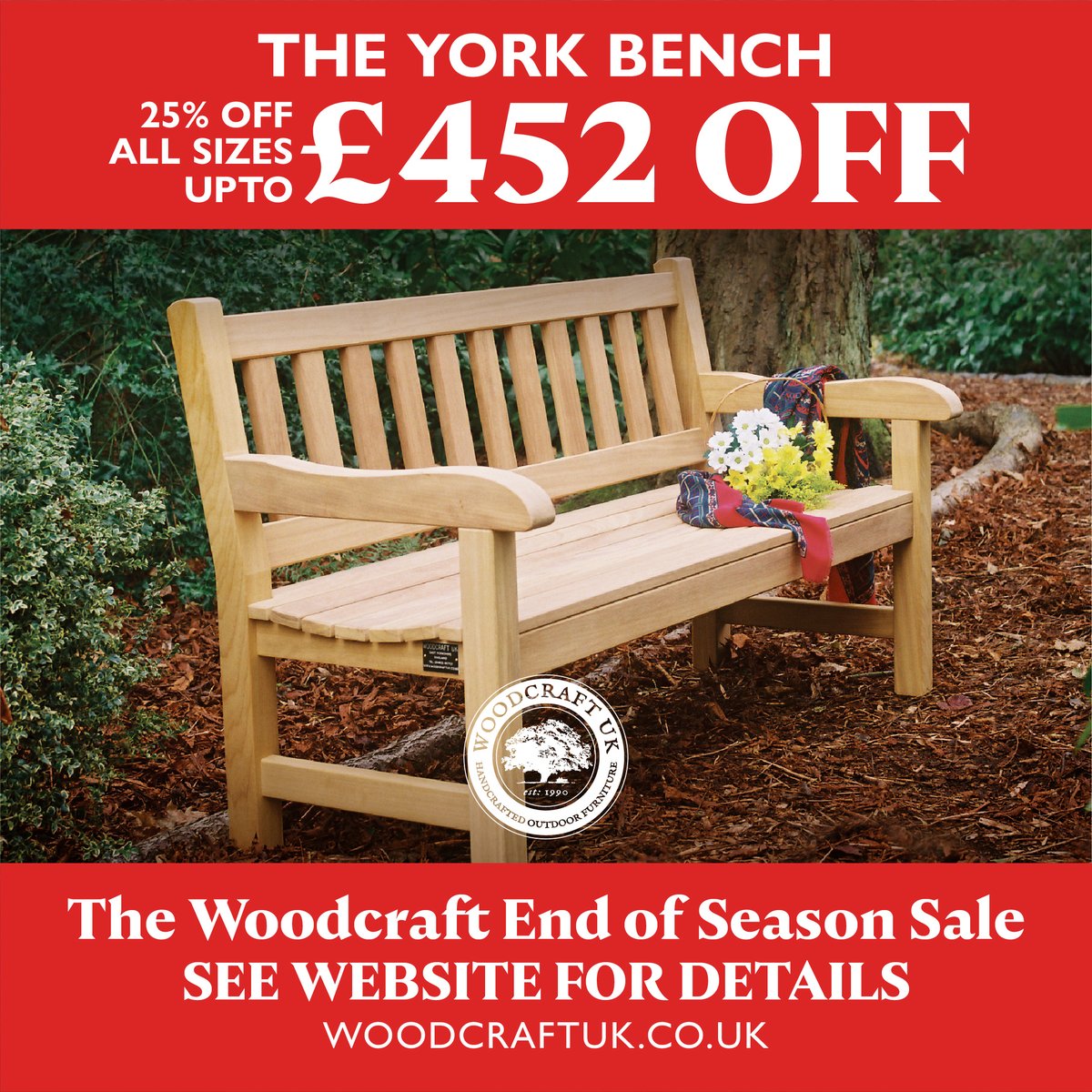 MASSIVE 25% DISCOUNT on all sizes of THE YORK MEMORIAL BENCH. Come join the bargain bonanza before stocks run out. Hurry!🏃‍♀️🏃‍♂️
Visit our website for details: woodcraftuk.co.uk or
CALL DIRECT ON 01482 887921
#BenchMadness #SaleAlert #BargainBonanza #CrazyDeals #sale