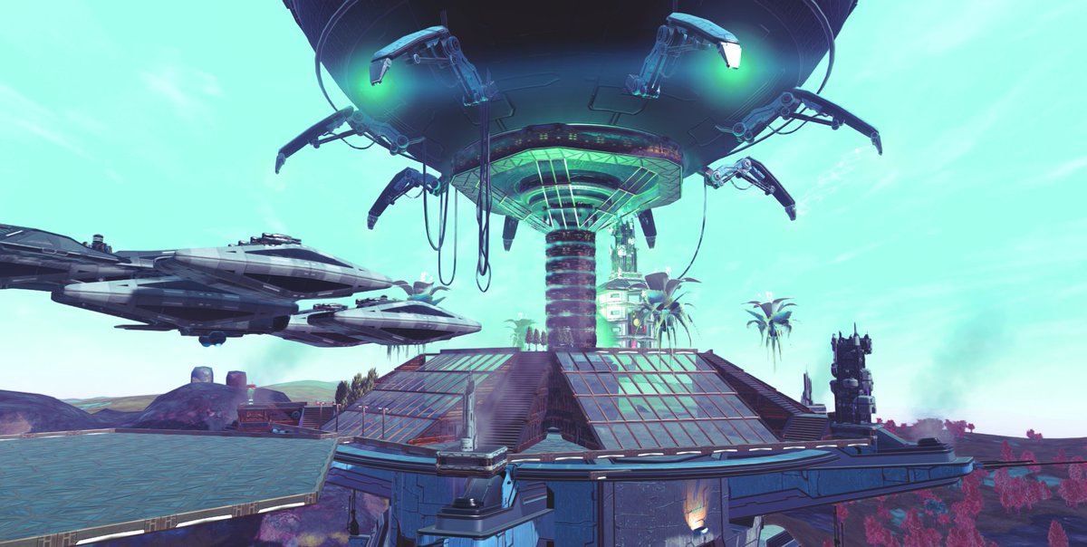 IntimateShine's tweet image. Suspended on one of the many planetary Archives in Faye, the Democratic Shipyard hums with the same pulse that shaped Neoterra.

Every vessel built here carries a trace of the Collective&apos;s memory and the Citizens who shaped it. 🌃 

#nomanssky #neoterra #CommunityBuild