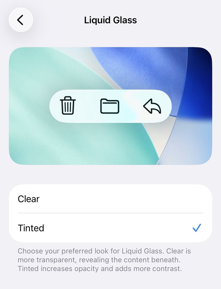goshaginyan's tweet image. Apple finally heard users who struggle with low contrast.

If you don’t like the transparency, you can now add a touch of blur for better readability.

Users: 🙌
Designers &amp;amp; devs: 😵‍💫

#ios26beta