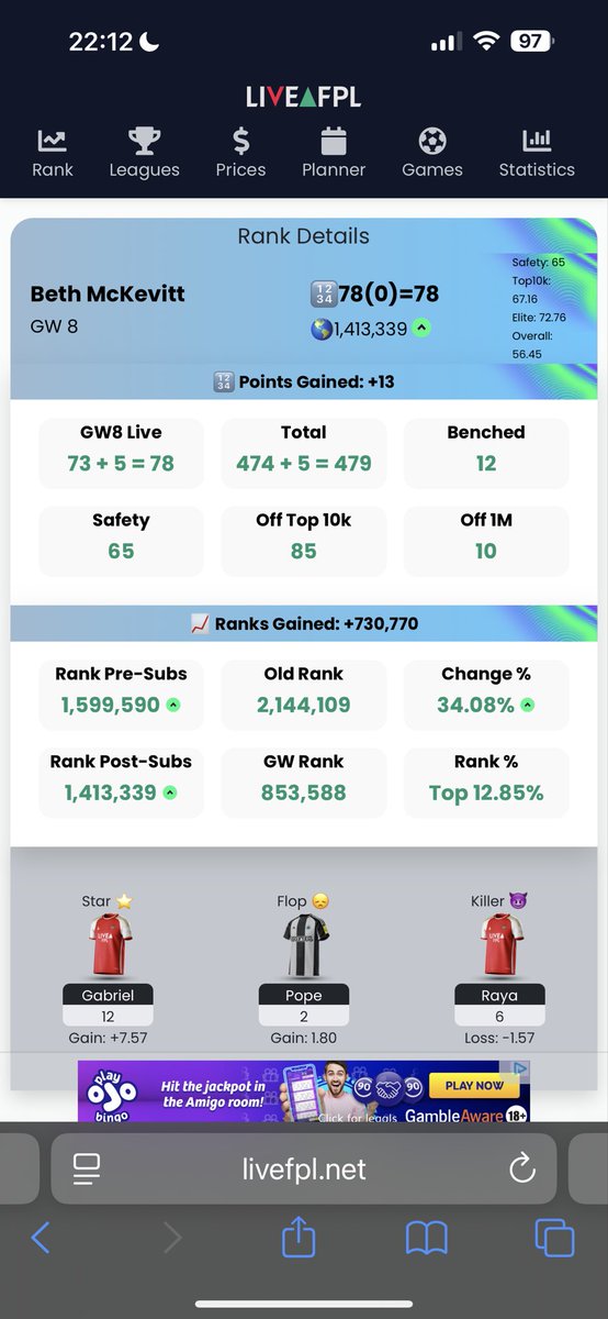 78 points on WC

Happy with the team going forward. 

Have 2 FT.   Plan to roll this week currently.