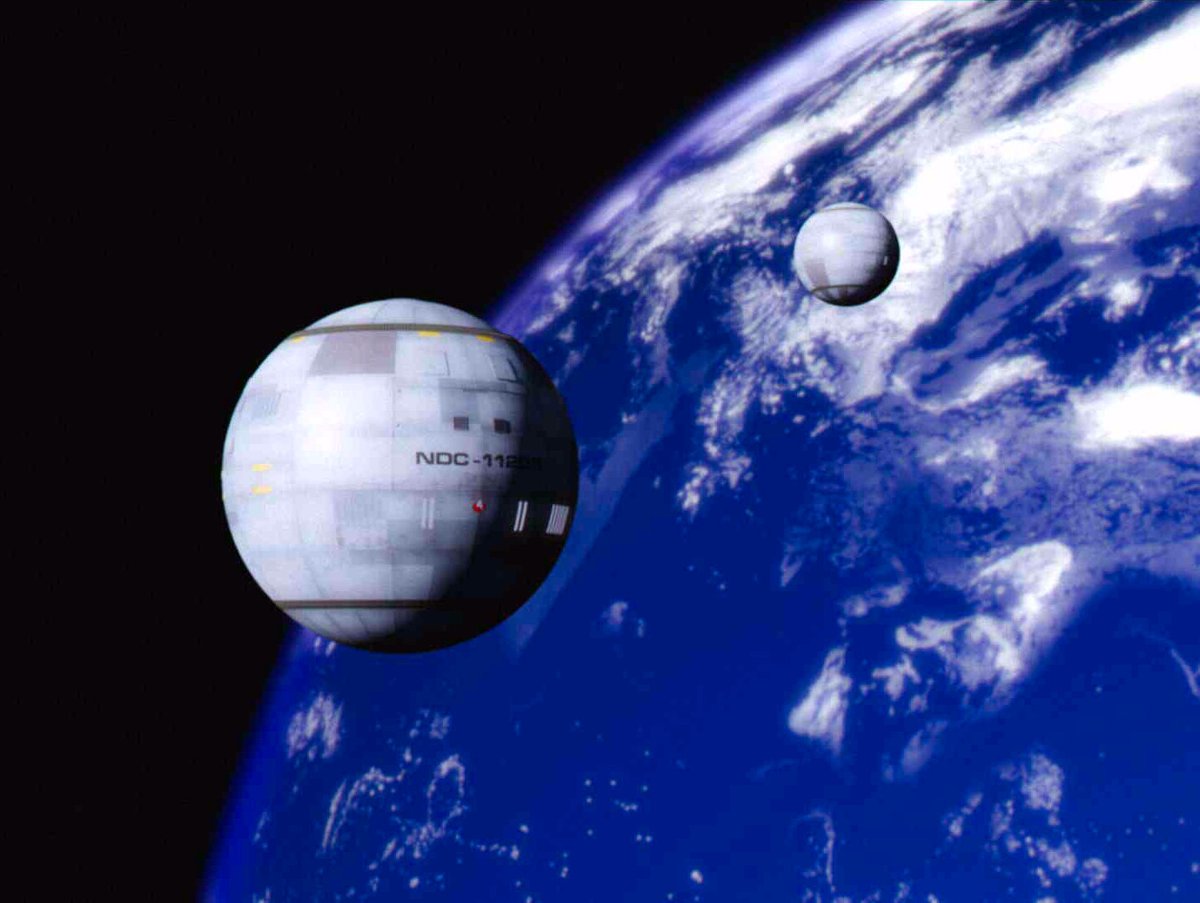 Element115art's tweet image. On a recent DS9 rewatch I realized that we never actually see Earth's orbital defenses, so I made this: the Defense Sphere. They have a crew of 10, impulse engines but no warp drive, and two phaser strips. They are designed to be simple to build and deployed in large numbers.