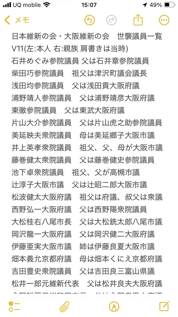 地球のみんなー。見てね。
維新って、世襲だらけ。世襲まみれ。
「既得権益」と戦ったことなんて、実はないんですわ。
既得権益に生まれ、既得権益と共に生きてはります。

(横山英幸大阪市長　父は横山忠始元三豊市長)