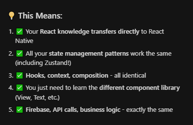GoicoBuild's tweet image. besides initial setup and some view/routing differences, react native is more or less exactly the same as react

gonna speedrun this MVP lol