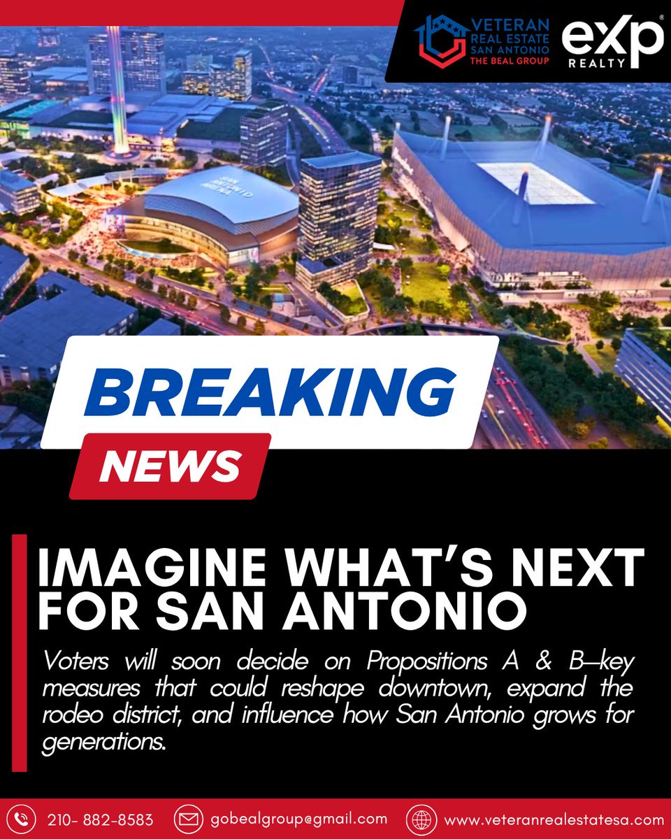vetrealtorSATX's tweet image. 🗳️ Voting starts TODAY in San Antonio!

Props A &amp;amp; B,  better known as Project Marvel, could reshape downtown, expand the rodeo district, and bring the Spurs back to the city core.

#ProjectMarvelSA #SanAntonio