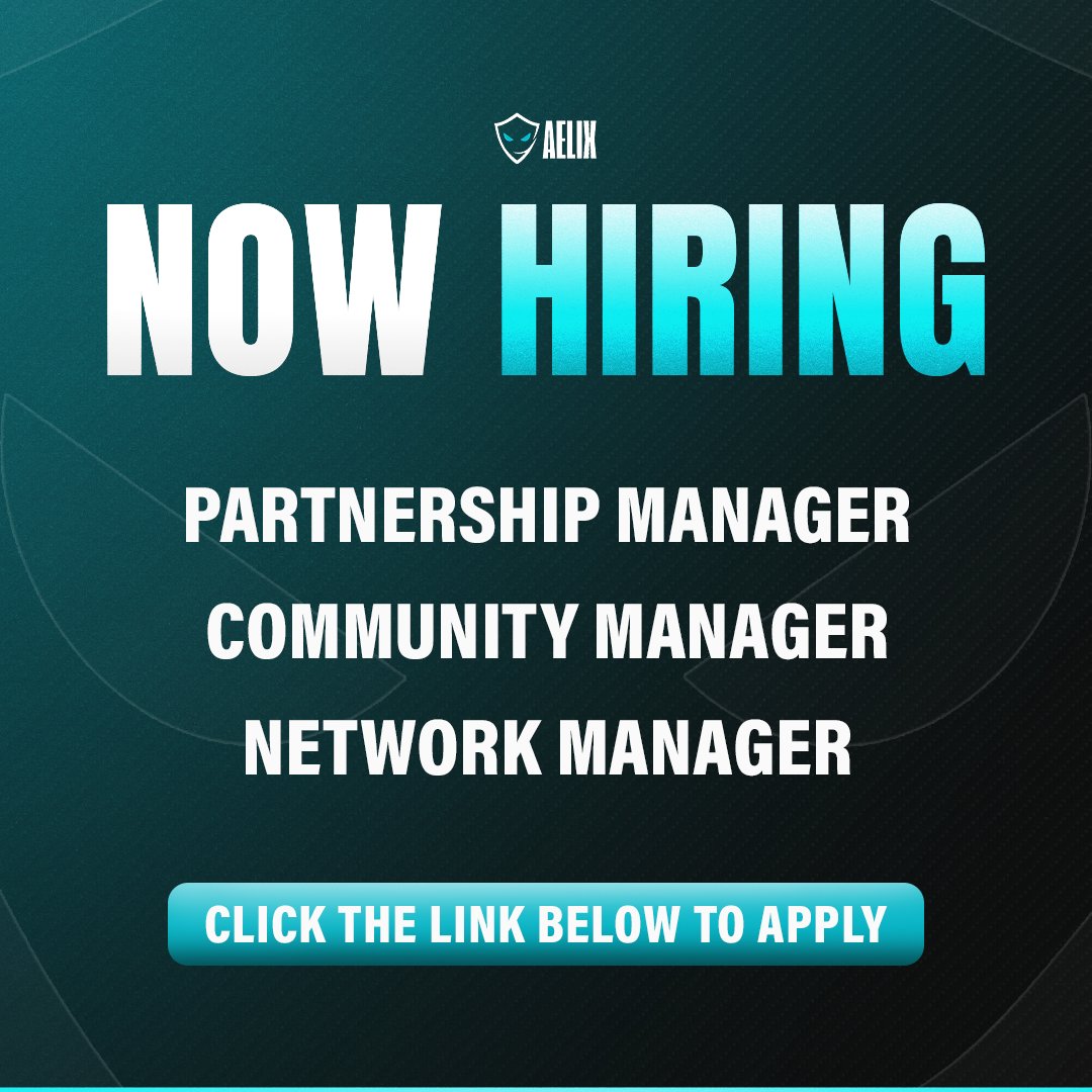 AelixGG's tweet image. Aelix is hiring for a multitude of positions!

If you are interested, fill out the form below to apply.