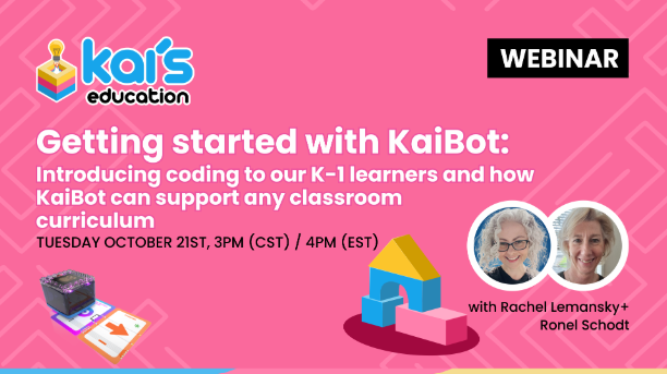 kaiseducation's tweet image. Teach 5-year-olds coding without screens!
Join Kai&apos;s Education CEO  Ronel Schodt &amp;amp; Rachel Lemansky’s FREE webinar: ft storytelling, KaiBot, &amp;amp; Marshie the robot chef! 🥳 

🗓️ Oct 21 &amp;amp; 22
🔗 Register: zurl.co/Y99KK

#KaisEducation #STEM #CodingForKids