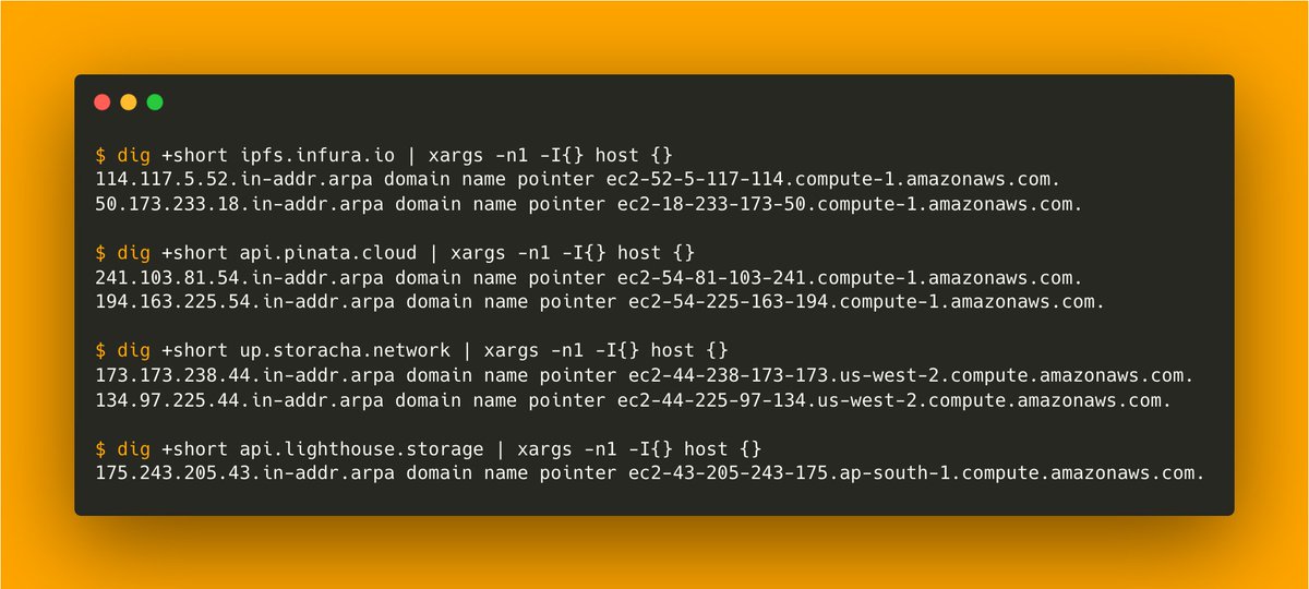 Filebase's tweet image. The irony of today's "decentralized" web:
Infura → AWS
Pinata → AWS
Storacha → AWS
Lighthouse → AWS
All roads lead to Amazon.
@Filebase runs on bare-metal IPFS infrastructure — faster, resilient, and fully independent of cloud providers.
🧡 Use Code "OUTAGE"
