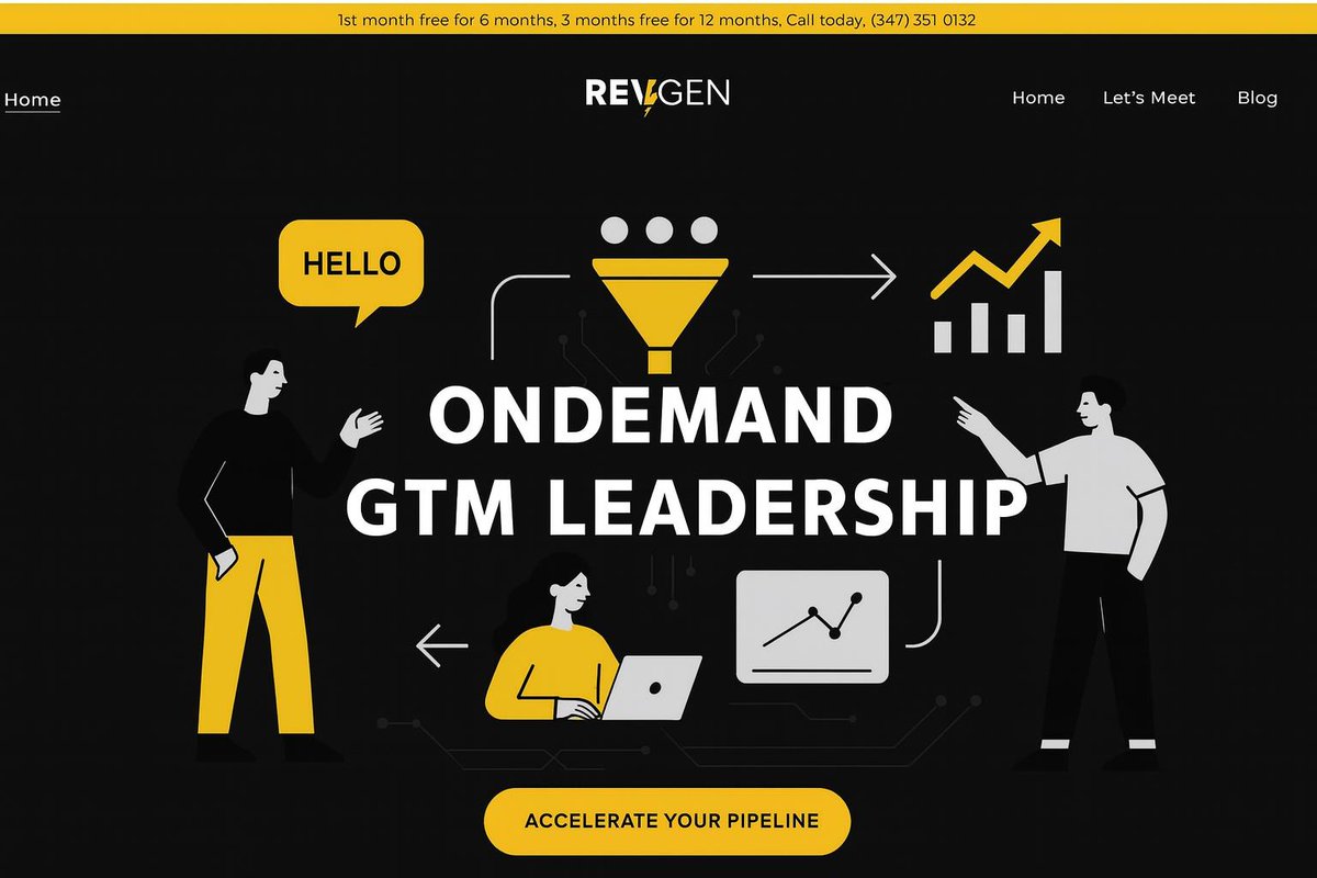 Your pipeline can't wait 90 days for a VP hire.

Meet your on-demand GTM leaders, low risk and high reward.

REVGEN plugs in as your part-time CRO team. We align sales and marketing, run a fast assessment, deploy practical AI for outreach and value selling, and coach re