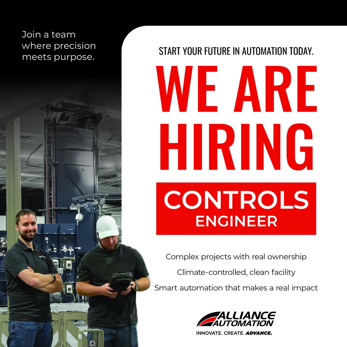 AllianceAutoma1's tweet image. Now Hiring: Controls Engineer
Van Wert, OH | Full-Time

Design and program smart automation systems. Real ownership, real impact, real opportunity.
Climate-controlled shop, Competitive pay &amp;amp; benefits

Apply: allianceautomation.bamboohr.com/careers/194

#ControlsEngineer #AutomationJobs #OhioJobs