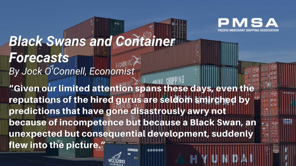 Black Swan events remind us: even the best models have blind spots. As container forecasts stretch to 2050, how should ports, regulators &amp; investors brace for surprises? Read for Jock O'Connell's latest: ow.ly/L5zT50X9shV
 #MaritimePolicy #TradeForecasts #FutureOfShipping