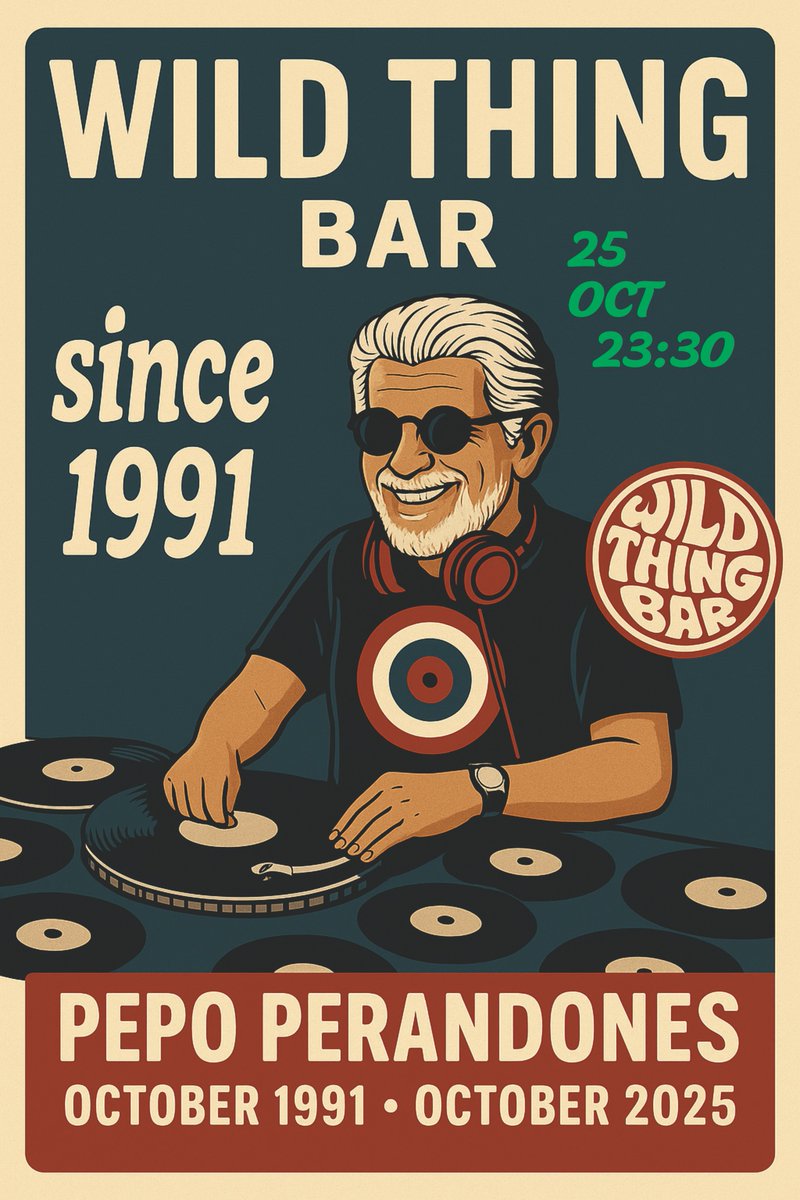 👏PEPO PERANDONES .Un clásico entre los clásicos , de la noche y la música en Madrid , trabajador en salas como El Jardín,Rock-ola, el templo del gato,Astoria, Aqualung o Arena .Programador , director , diseñador y dj . Increíble ,y este sábado 25 , en Wild Thing Bar !!
