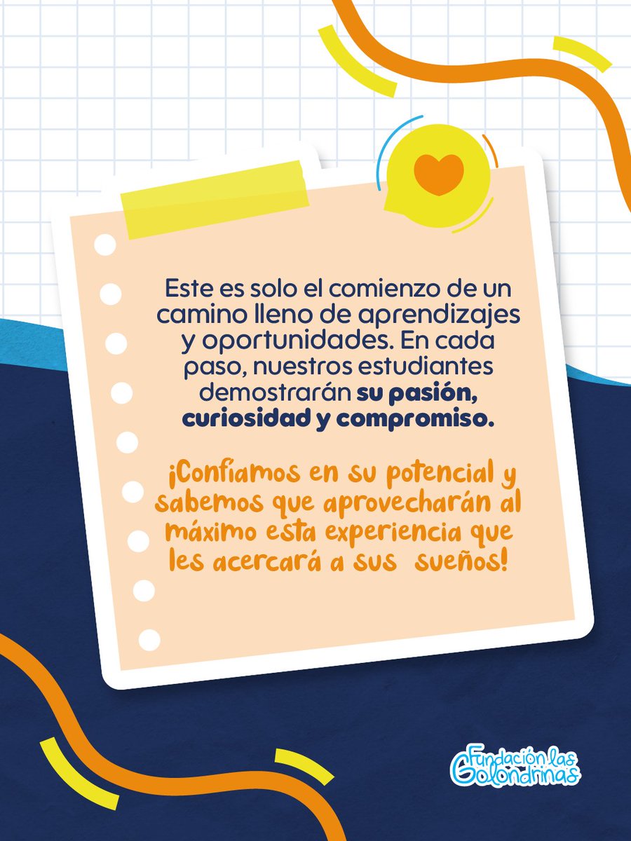 FunGolondrinas's tweet photo. 35 estudiantes del Colegio Básico Camino de Paz, de la Fundación Las Golondrinas, inician sus pasantías estudiantiles. Este oportunidad les permitirá integrar el SER, el HACER y el SABER en un entorno profesional real. ¡Gracias a todas las empresas que se vincularon! https://t.co/z1CwzVzWE0