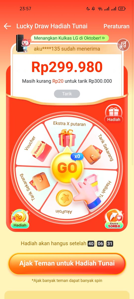 Budik726217's tweet photo. Gaes di bantu gaes daftar aja ga perlu veriv atau pinjam, cukup daftar maenin luckydrawnya. Thanks alot

Akulaku Lucky Draw
Giliranmu! Klik di sini untuk dapat hadiah tunai sama-sama!
https://t.co/kHpWtmX0Vo https://t.co/C5DAYlCbEc