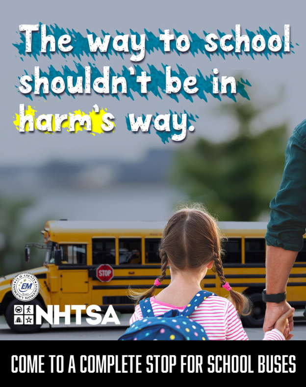 October 20-24 is National School Bus
Safety Week. Always stop when the stop-arm is out for
school buses; it’s the law! Flashing red lights and a
stop sign ALWAYS mean it's time to keep kids safe.
#BePrepaers #HaveAPlan
