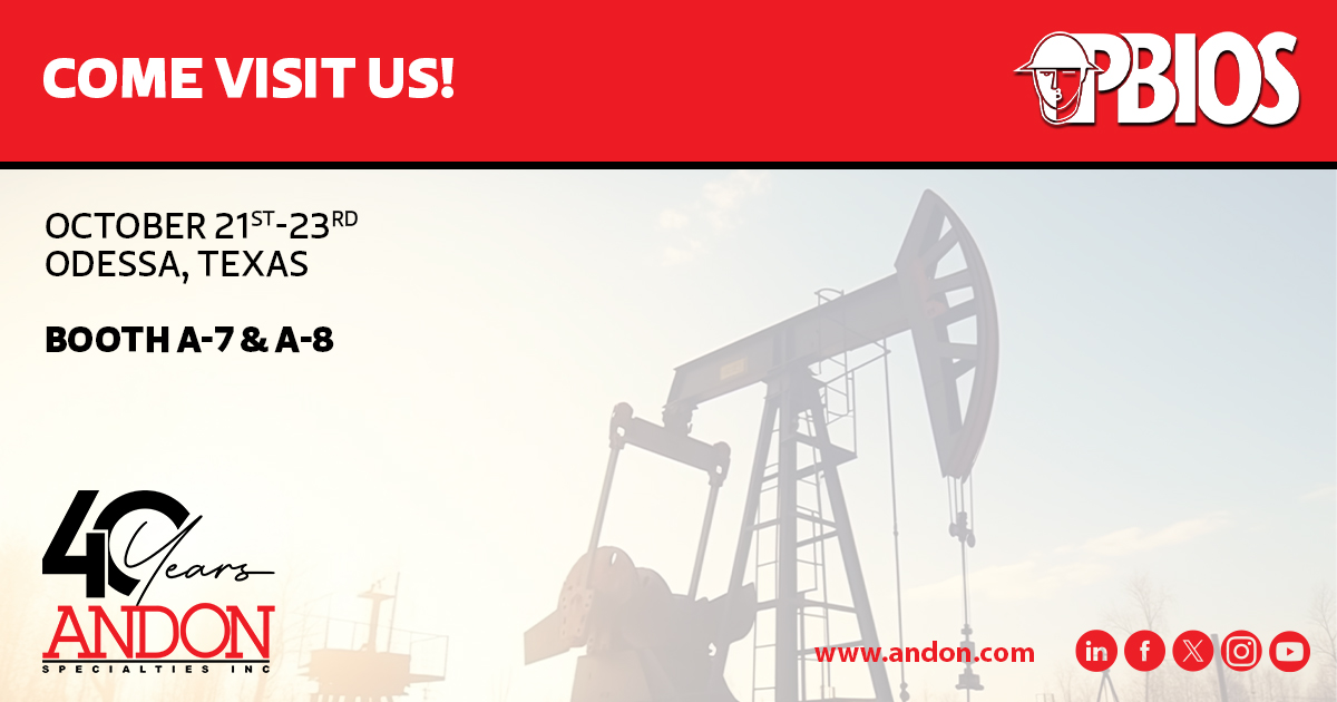 andonsolutions's tweet image. We’re excited to announce that Andon Specialties will be attending the Permian Basin International Oil Show (PBIOS) this year!

🌟 Booth A-7 &amp;amp; A-8
📅 October 21st–23rd
📍 Odessa, Texas

Click here to learn more! pbioilshow.org

#AndonSpecialties #PBIOS #OilAndGas