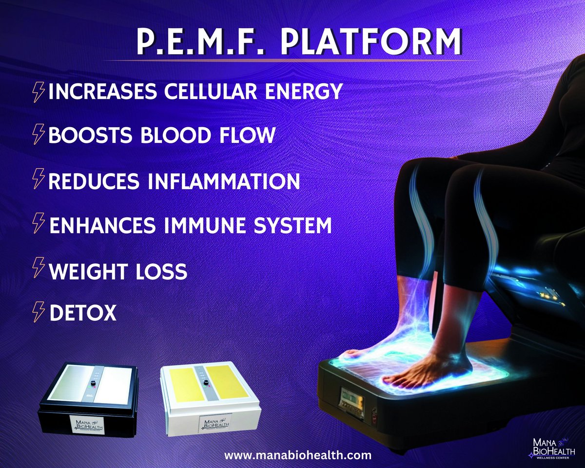 Struggling with neuropathy, chronic pain, poor circulation, high blood pressure or limited mobility? 

Want to recover faster from surgery or sports injuries? TRY THIS! 🤯

Experience the Mana BioHealth PEMF Foot Platform, a revolutionary 4-in-1 device harnessing terahertz