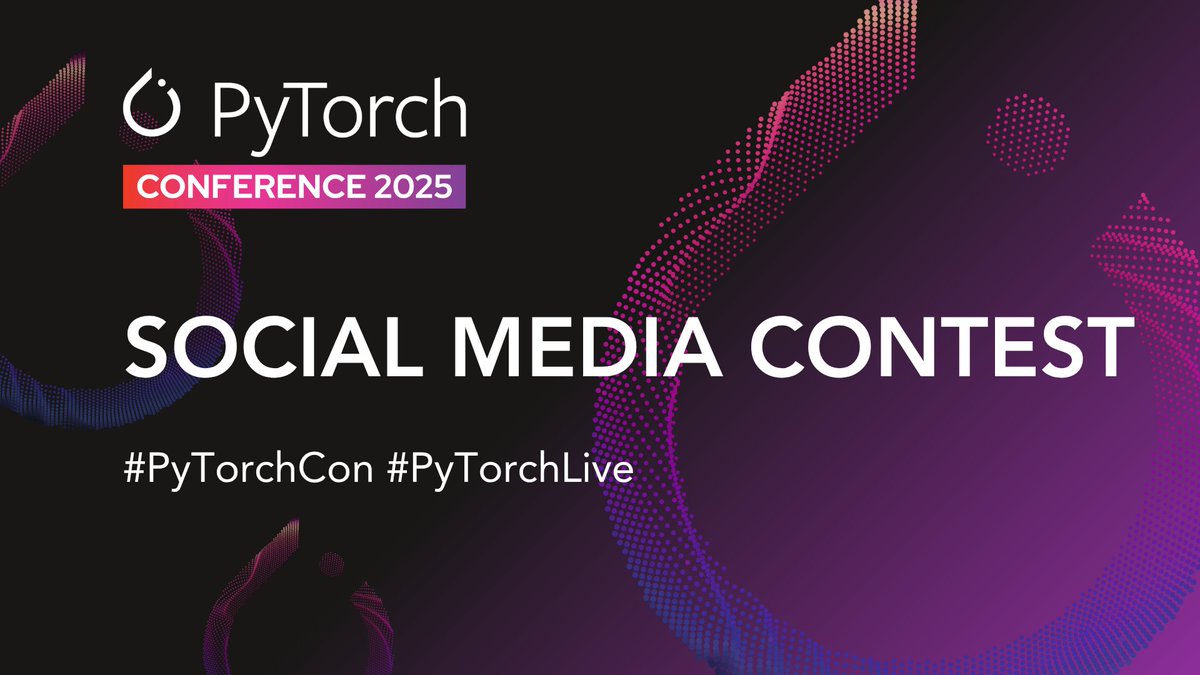 PyTorch's tweet image. At #PyTorchCon or one of this week’s co-located events in SF? Share your moments, photos, or takeaways for a chance to win PyTorch gear 🎁
Post with #PyTorchCon + #PyTorchLive and tag @PyTorch.
Winners announced during the closing keynote Thu, Oct 23 — must be present to claim.