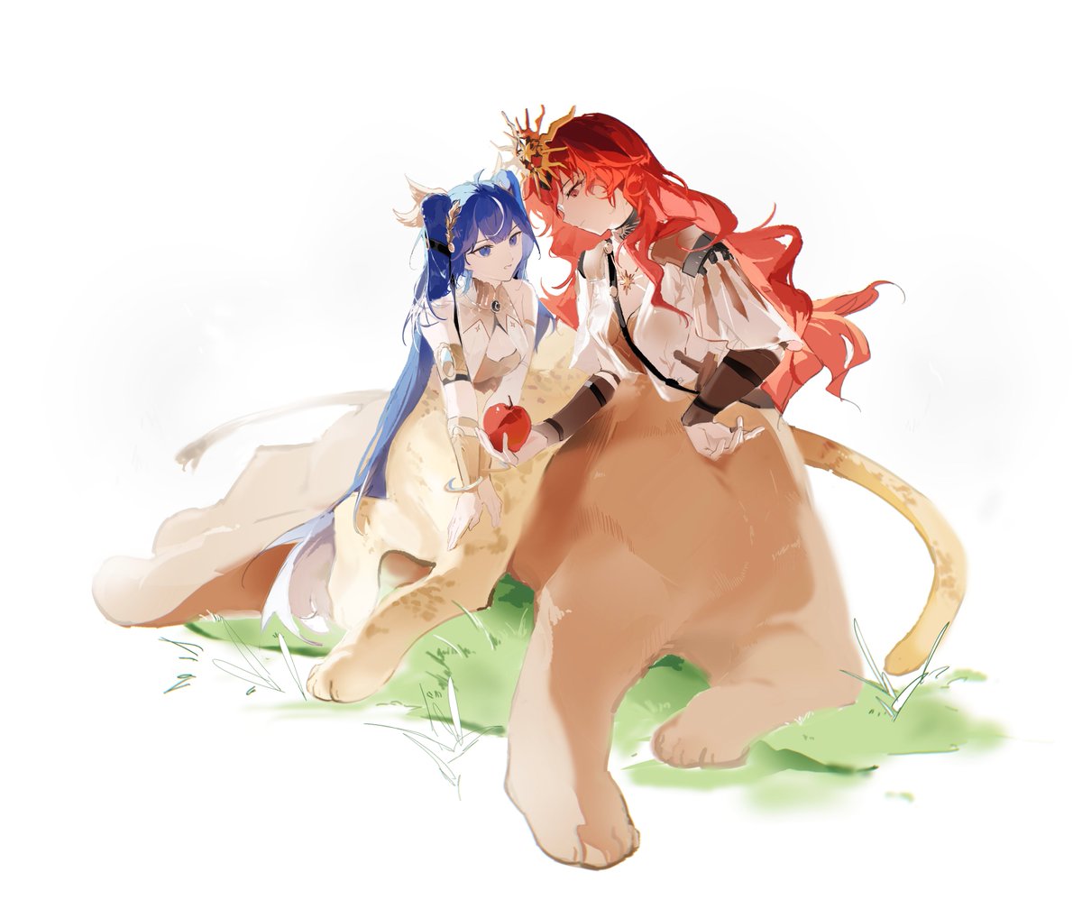 Coloki_ku's tweet image. #WutheringWaves       #WuWaFanart #鳴潮       #Augusta #Iuno #augiuno 
：奥古斯塔！你狩猎的为什么是苹果！😡🍎