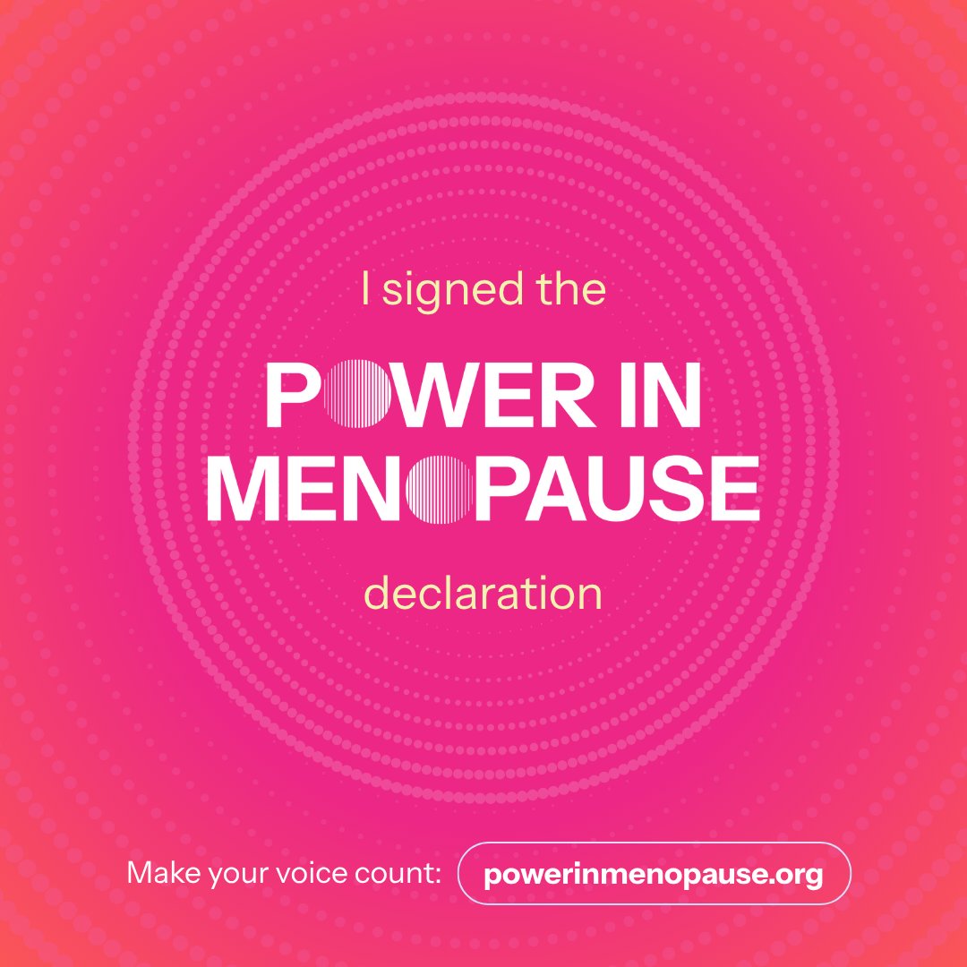 By 2030, 1.2 billion women around the world will be menopausal or post-menopausal. I signed the Power in Menopause Global Declaration because no one should face menopause alone, uninformed, or      untreated. Please join me in demanding global action. powerinmenopause.org