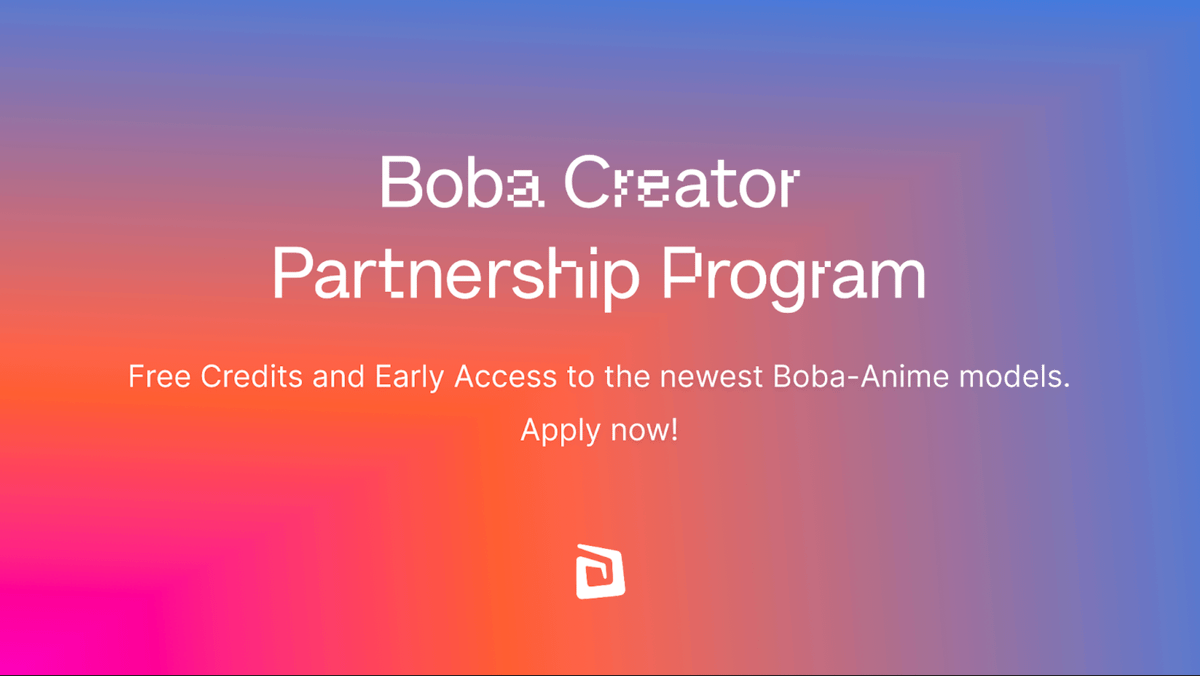Kawsar_Ai's tweet image. 🚀 @BobaVideo just launched the Boba Anime Creative Partner Program (CPP)!
Access the brand-new Boba Anime 1.4 — with sharper visuals, richer color, and stunning anime motion. 🎨
Accepted creators get 5,000 free monthly credits to create and experiment.
Apply for the Boba…