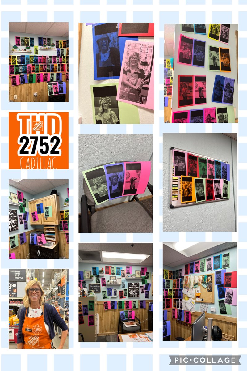 The Fun committee definitely had fun celebrating Bosses Day for our Store Manager Dawn. They printed up tons of pictures of her and decorated her office to surprise her.  #cadillac2752 #happybossesday