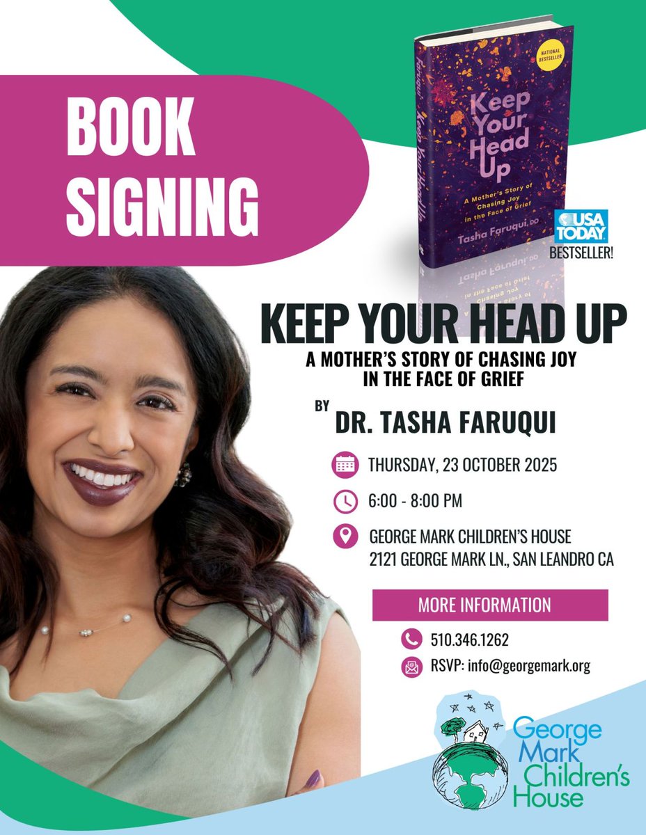 We’re honored to welcome 𝗗𝗿. 𝗧𝗮𝘀𝗵𝗮 𝗙𝗮𝗿𝘂𝗾𝘂𝗶, award-winning pediatrician, bestselling author, &amp; mother of three, for a heartfelt evening of reflection and hope on Thursday, Oct 23, 6-8 PM at GMCH.

RSVP: email info@georgemark.org with your name &amp; number of guests.