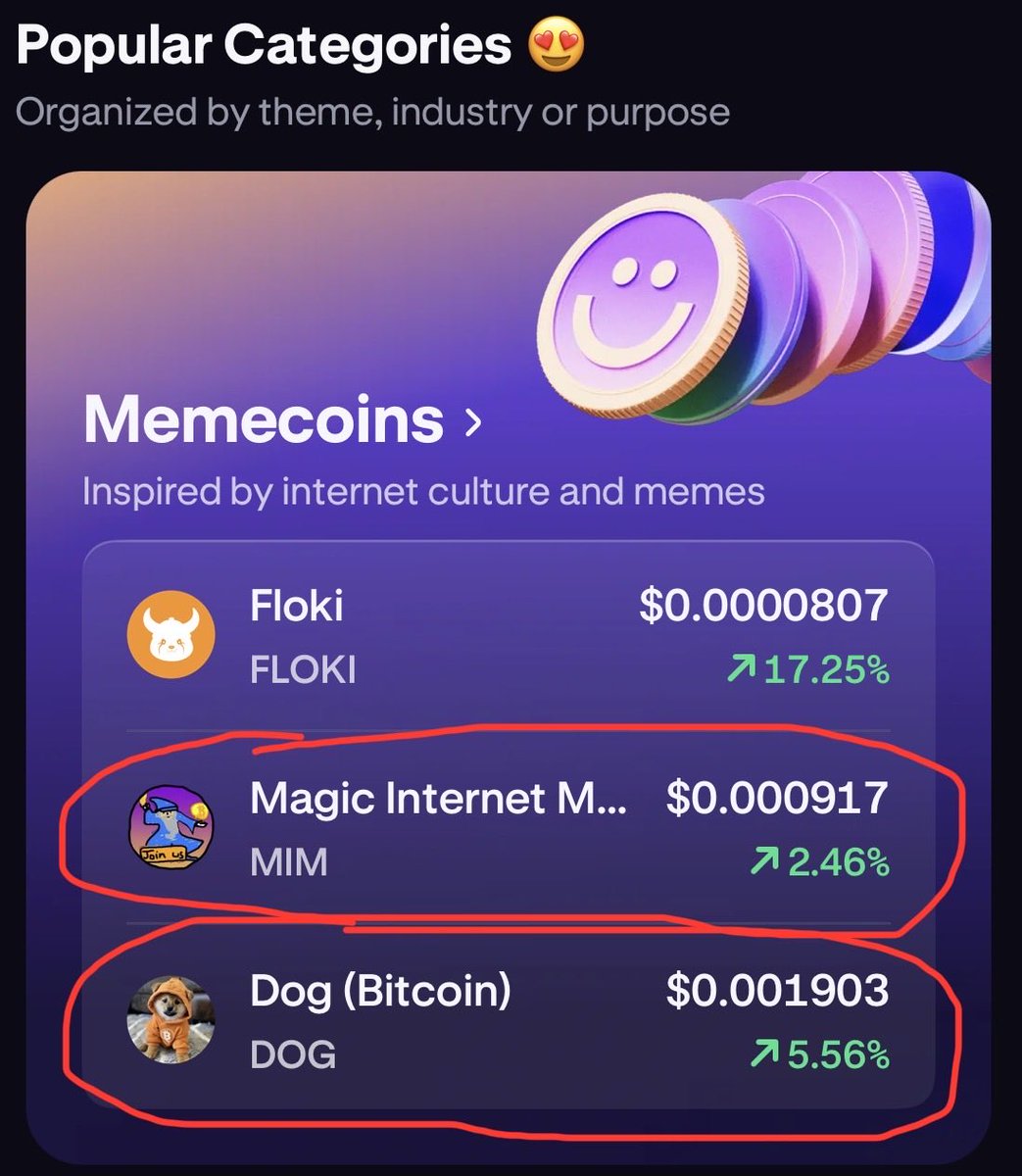 🚨JUST IN: $DOG and $MIM are the top trending memecoins on @KrakenFX.
