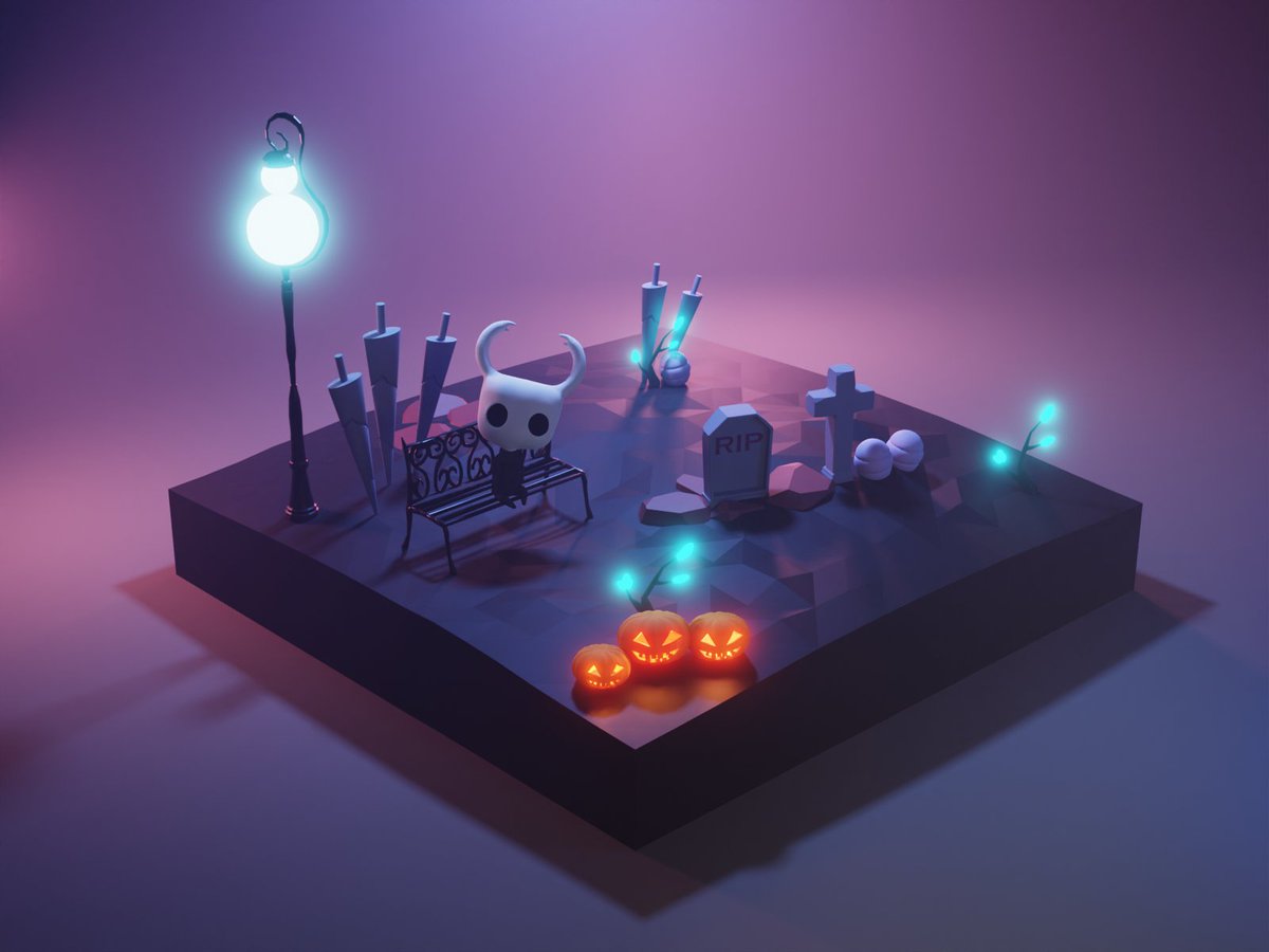 TheKokai's tweet image. Opened Blender for the first time in about 2 years.  Crazy how many shortcuts have disapeared from my memory.

Found this old Hollow Knight diorama project I did one Halloween - might do one similar this month to get back into it.  Any ideas of ips or spooky scenes I could try?