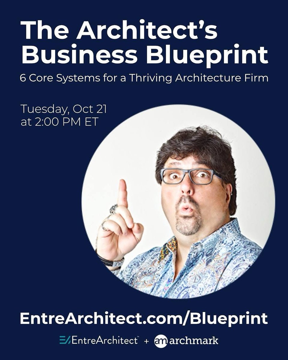 Feeling stuck running your architecture firm?
You’re not alone. But tomorrow could be your turning point.

Join us for a free webinar:
🧱 The Architect’s Business Blueprint
📆 Tues, Oct 21 | ⏰ 2PM ET
✅ Register here: zoom.us/webinar/regist…