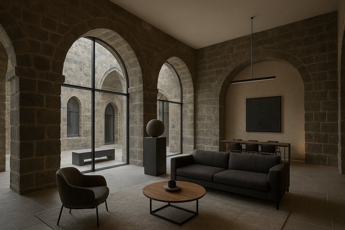 القناطر البازلتيه هي عنصر رئيسي في العمارة السورية وامتازت بين سهول حوران وهنا نرفق لكم ترابط العصري والتاريخي من خلال احياء التراث وتوظيف الفراغات الداخلية 

احد نماذج اعمالنا في التصميم الداخلي