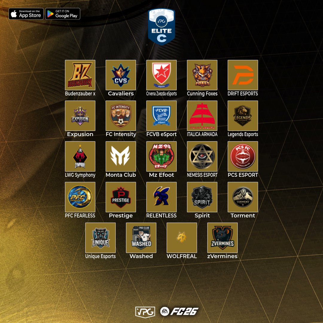 OfficialVPG's tweet image. ⚽ Welcome to the @VPGEurope Elite C! 🇪🇺
🎮 We’re BACK for the first season on @EASPORTSFC!
🗓️ Matchdays: Mon, Tue &amp;amp; Thu
⏰ 20:45–21:15 UK Time

📋 Teams list:
@XBudenzauberx
@IstanbulCVS
@kkcrvenazvezda 
@CunningFoxesPL
@DriftEsports_
@TeamExpusion
@FCIntensity_ 
@FCVB_Esport_CP…