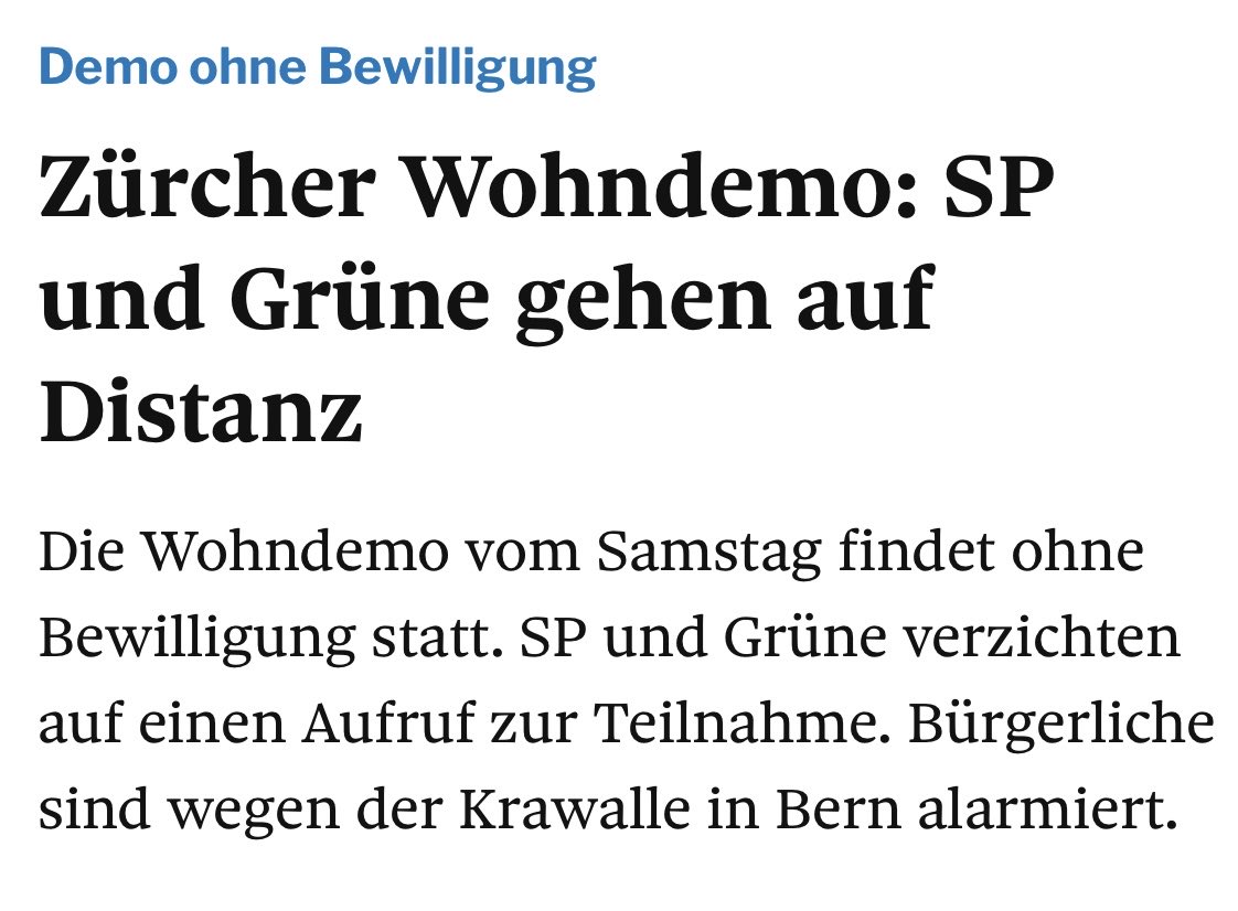 Liebe Kinder, Wohnen ist ein Grundrecht ✊🏽. Demonstrieren ist ein Grundrecht ✊🏽. Eine #Wohndemo in dieser Stadt zu veranstalten ist mehr als berechtigt. Peinlich von <a href="/spzuerich/">SP Zürich</a> und <a href="/GrueneZuerich/">GRÜNE Zürich</a> ist jedoch, das bürgerl. Gewaltframing in vorauseilender Gehorsamkeit abzukaufen 🙄.