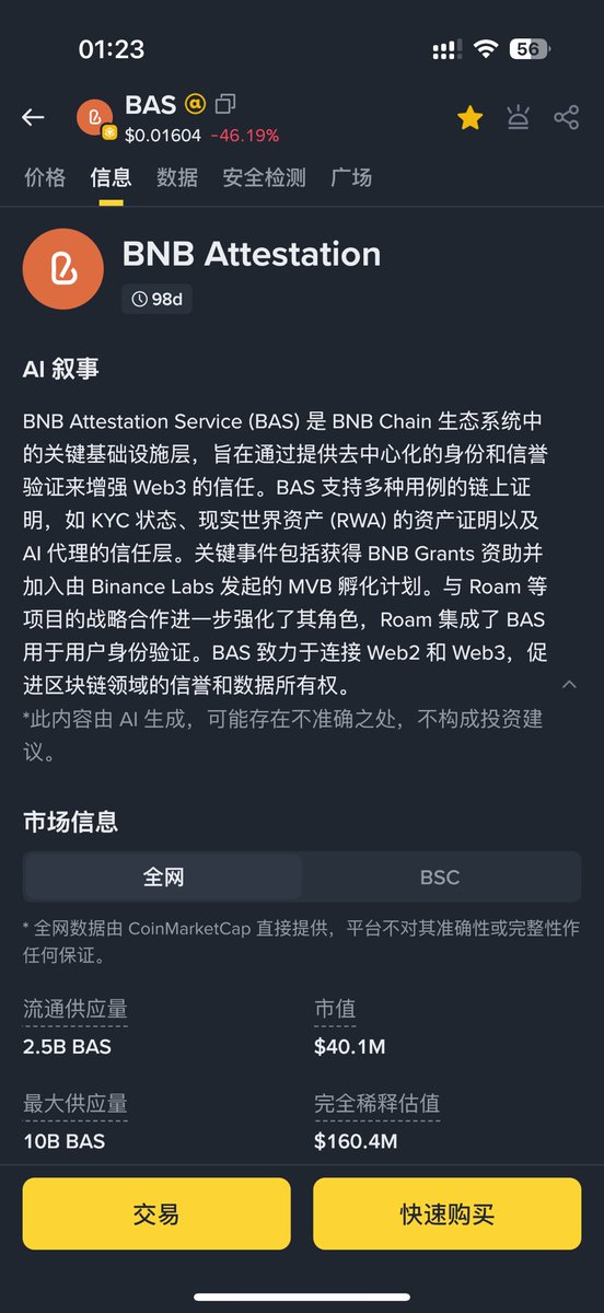 0x0f0df6cb17ee5e883eddfef9153fc6036bdb4e37
bas 这是什么意思
？
信任就是1%的空投发完跌十倍？