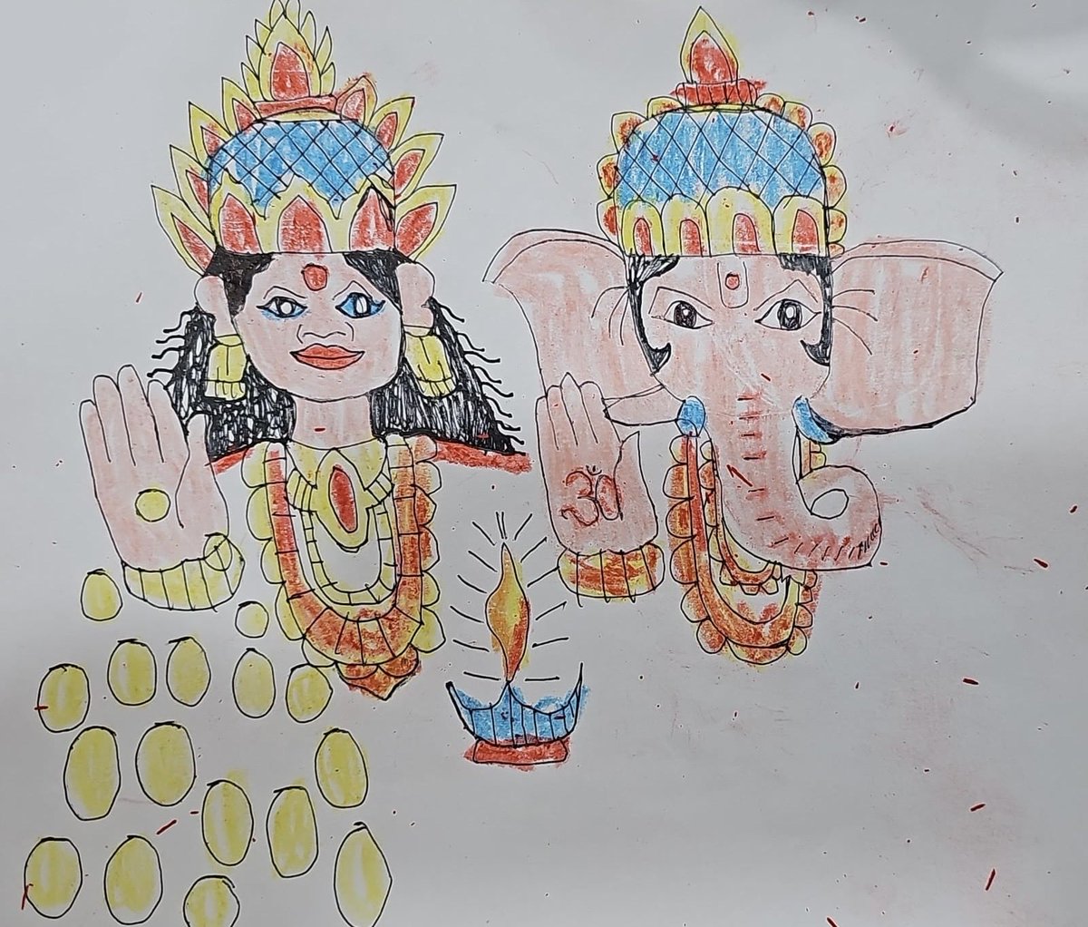 rajbalabjpmla's tweet image. 🪔 शुभ दीपावली के पावन अवसर पर मेरे पुत्र द्वारा निर्मित भगवान श्री गणेश जी एवं माता लक्ष्मी जी के सुंदर चित्र, इस पावन पर्व की दिव्यता को और भी आलोकित कर रहे हैं।

दीपों का यह पर्व सभी के जीवन में ज्ञान, समृद्धि और शुभता का प्रकाश भर दे, यही मंगलकामना।

#diwali #दीपावली