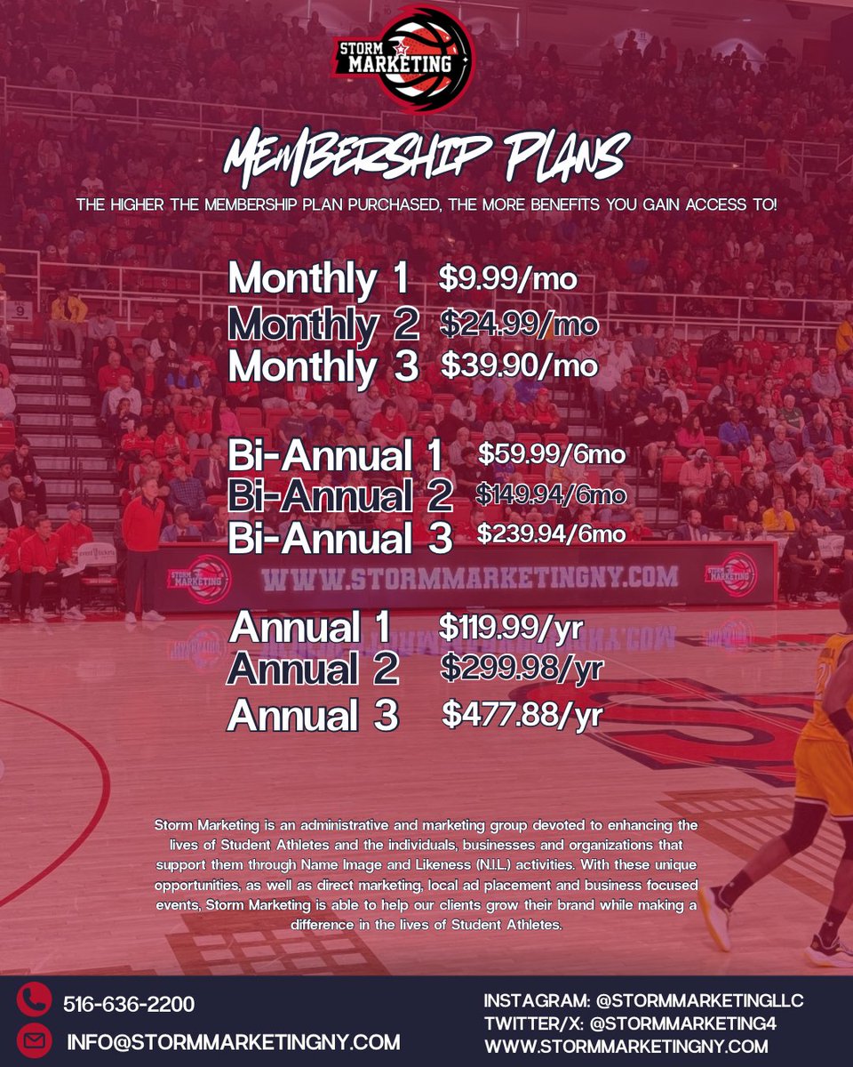 Unlock exclusive benefits with a Storm Marketing Membership after our first showing this past Saturday! 🔥

Whether you go monthly, biannually, or annually, the higher the plan, the more perks you receive!

Don't wait, support Storm Marketing and join today by clicking the link