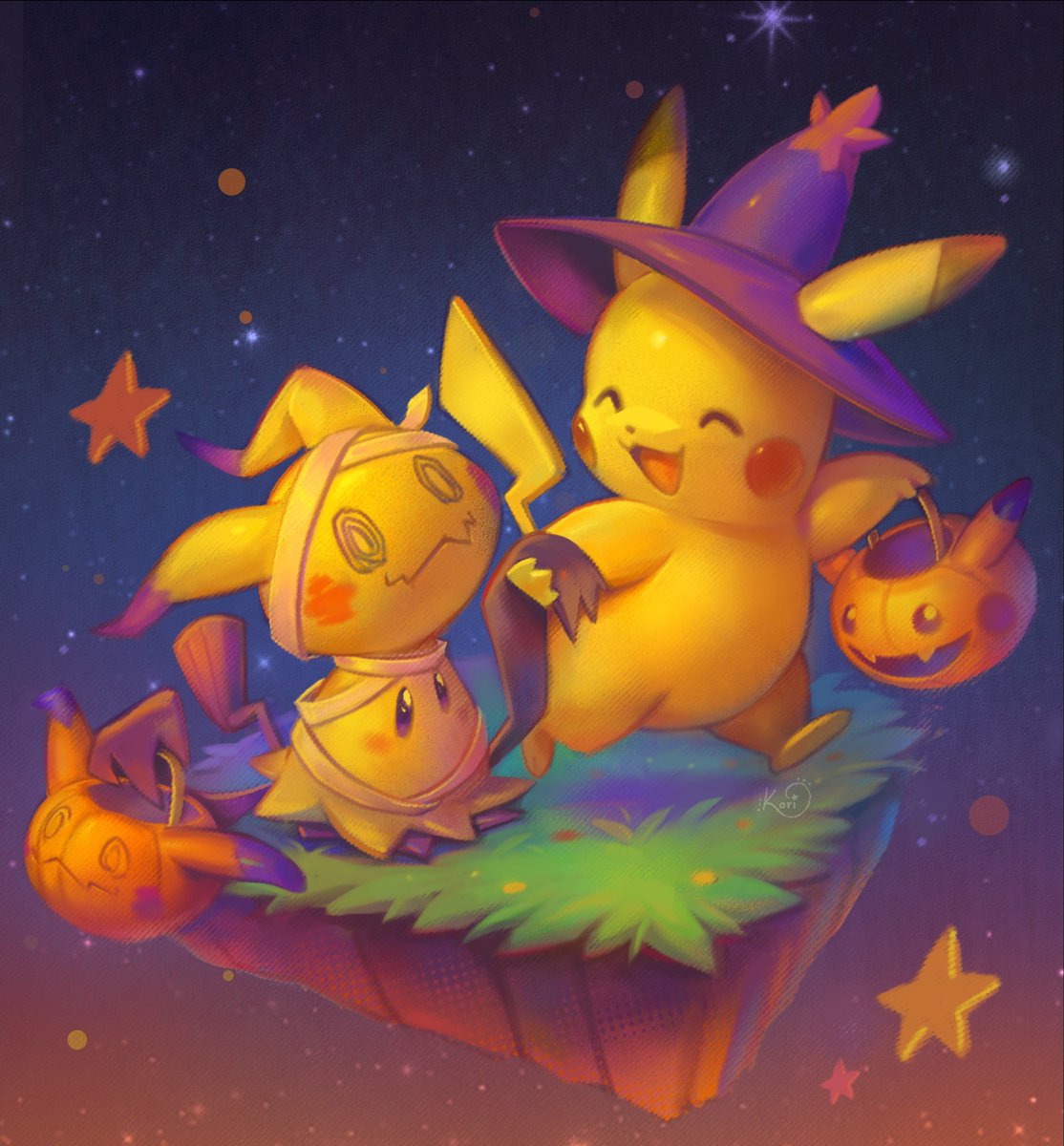 ミミッキュ ,ピカチュウ 「Trick or Treat? #pokemon #pikachu #mimik」|Kori Arredondoのイラスト