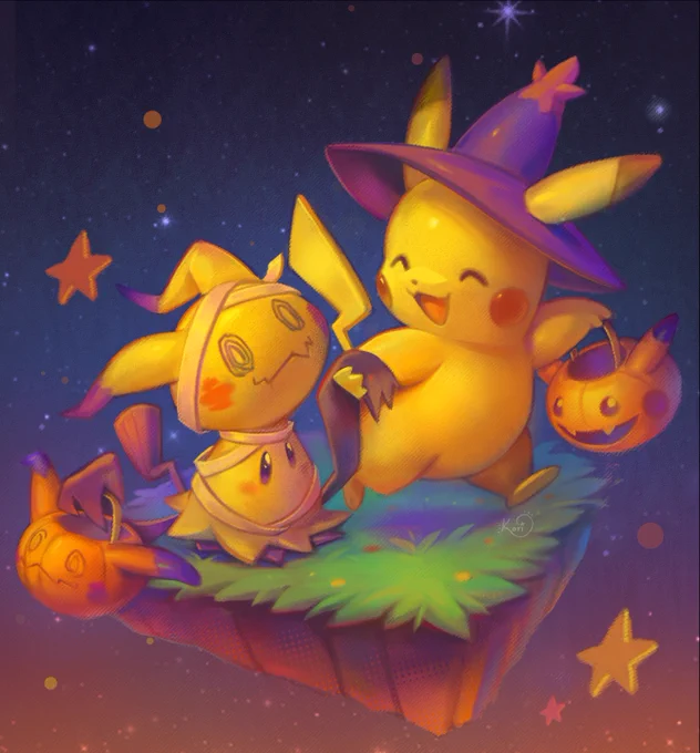 Trick or Treat? #pokemon #pikachu #mimikyu #digitalart #noAI