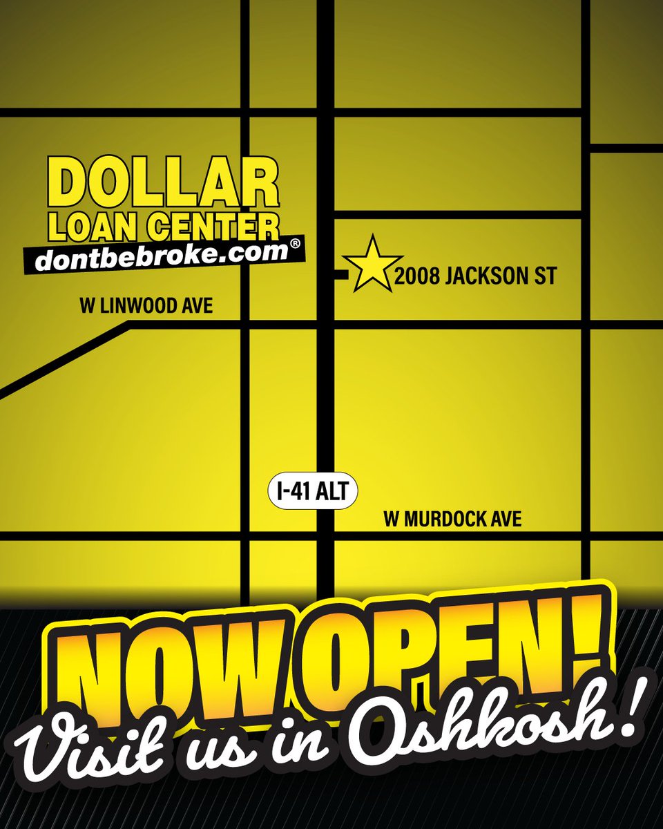 Oshkosh, we have landed!🎉
We're proud to open our 4th Wisconsin location right in your neighborhood with the best short-term lending experience the DLC team has to offer! 

Visit us at 2008 Jackson Street, Oshkosh, WI 54901📍