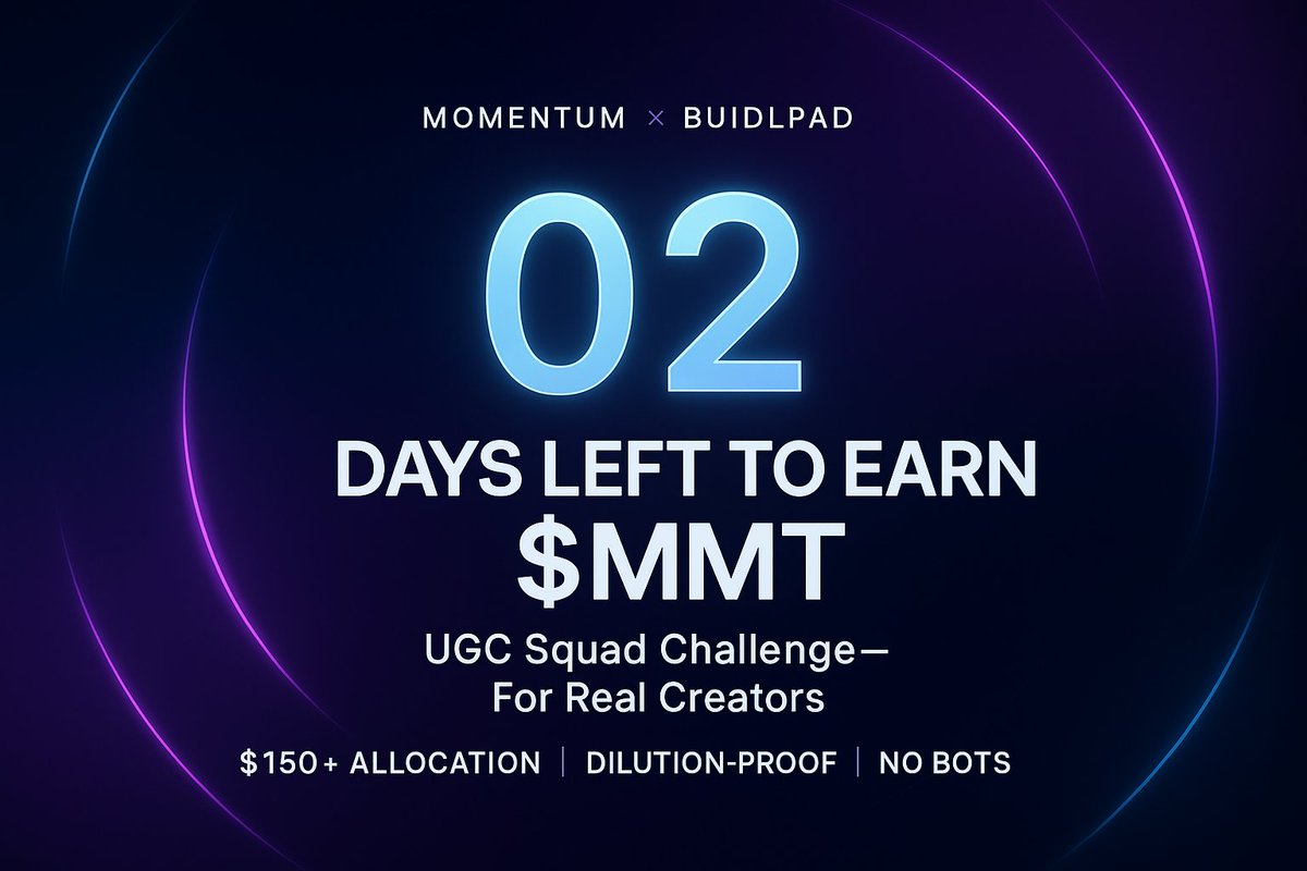 sbmxbt's tweet image. ⏰ Last 48h to earn your $MMT spot

momentum x buidlpad ugc squad challenge live now
$150+ in $MMT allocation up for grabs — dilution proof community first no vc games

you don’t need capital you need creativity
drop a thread meme clip or post that pushes the sui story forward…