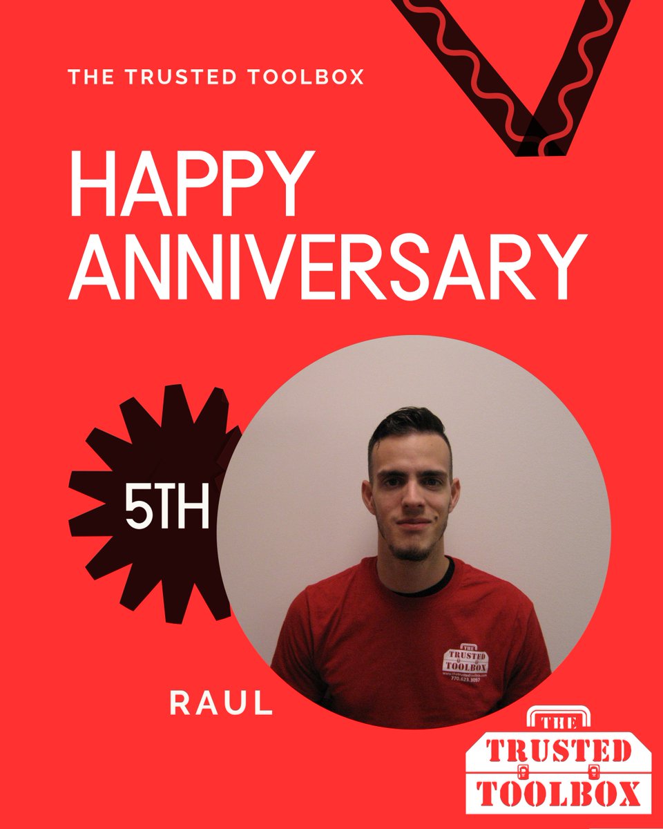 TrustedToolbox's tweet image. 🎉 High fives for FIVE years! 🙌

Today we’re celebrating Raul and his 5-year anniversary with The Trusted Toolbox!

He’s known for his skill, his reliability, and that can-do attitude our customers love.