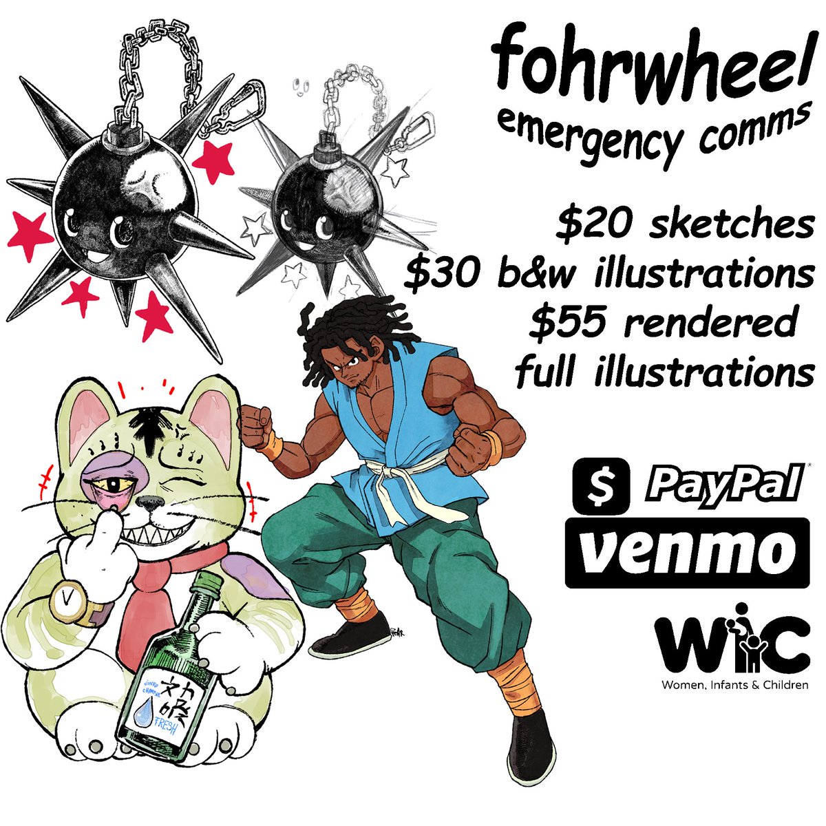 ‼️EMERGENCY COMMISSIONS
wacom decided my tablet is now apparently obsolete along w my pen so i gotta run some bread up for a new joint, working strictly off my iPad for the moment thereof.
DM or email (in bio) to inquire <3

(i do not actually take wic)
