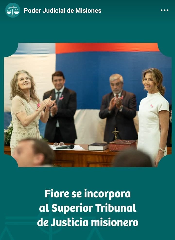 Felicitaciones y celebro que se incorporen equitativamente mujeres y hombres al Superior Tribunal de Justicia  de Misiones, es de los pocos Poderes Judiciales del país que cumple con estándares  internacionales de Alta Dirección en materia de Equidad y Género  💪🏻⚖️🇦🇷