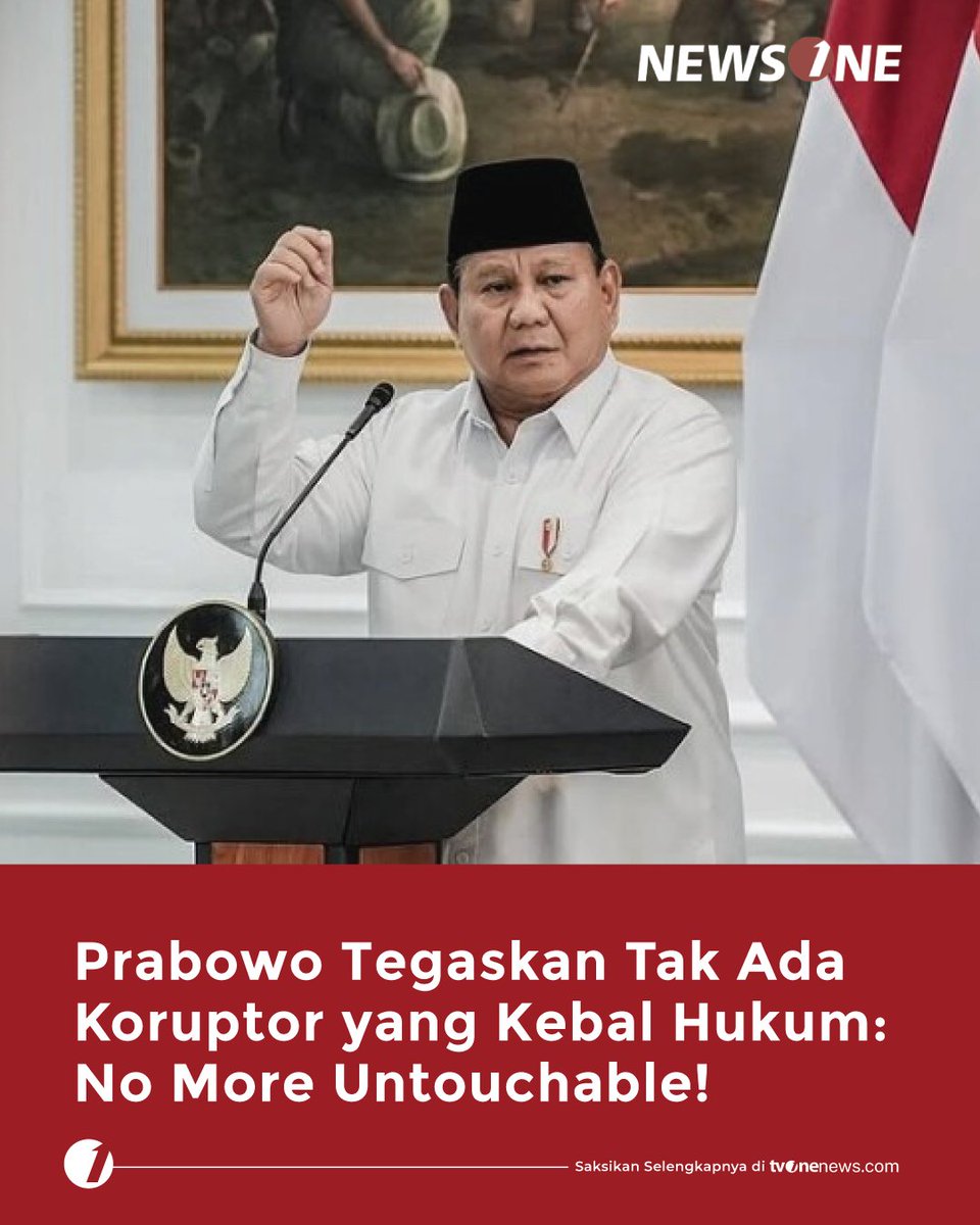 Presiden Prabowo Subianto menegaskan komitmennya memberantas korupsi secara menyeluruh. Dia juga memerintahkan seluruh aparat penegak hukum untuk mengusut tuntas setiap kasus korupsi tanpa pandang bulu.

Presiden Prabowo menekankan tidak ada lagi koruptor yang kebal hukum. Kepala