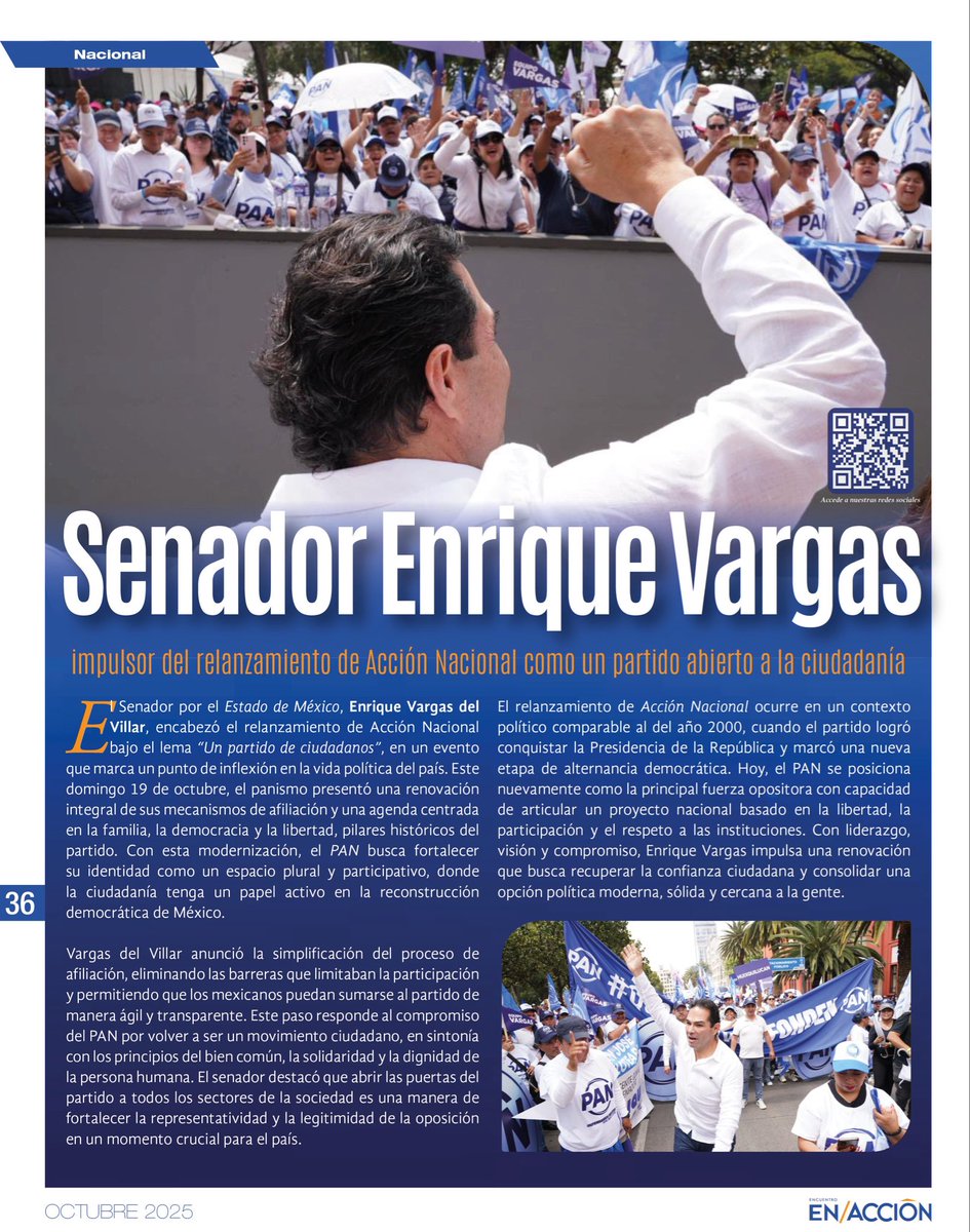 📍El Senador <a href="/EnriqueVargasdV/">Enrique Vargas Del Villar</a> impulsa el relanzamiento del PAN, simplificando la afiliación y promoviendo una agenda centrada en la familia, la libertad y la democracia. 💙