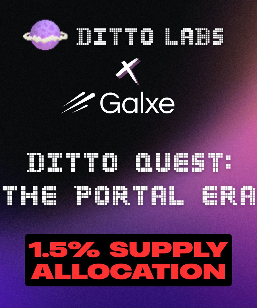 web3vampire1's tweet image. THE PORTAL ERA IS LIVE 🌌
The Dittoverse Portal is now fully operational and both quests are LIVE! ⚡
💰 1.5% $DITTO is up for grabs:
→ Collection Quest (1%)
→ Starboard (0.5%)
Dive deeper into The Portal Era 👇
@dittocoin