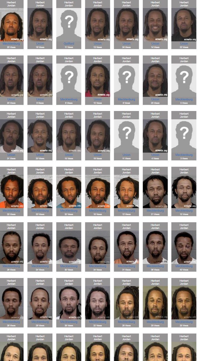 RepMarkHarrisNC's tweet image. Herbert Jordan&apos;s arrest record is so extensive that it can&apos;t all fit in one photo...so perhaps he shouldn&apos;t be released onto the streets while awaiting his trial for ASSAULTING A FEMALE!

Why was he only given a $5,000 bond? With 50 PRIOR ARRESTS? Including alleged assaults of…