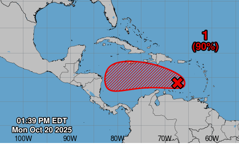 [200 PM]
🚨 Los intereses en Puerto Rico, Hispaniola, Jamaica y Cuba deben monitorear su progreso ya que hay un riesgo de fuertes lluvias e inundaciones, vientos fuertes a finales de esta semana. 🚨
🌀Una depresión o tormenta tropical ahora es probable que se forme durante el