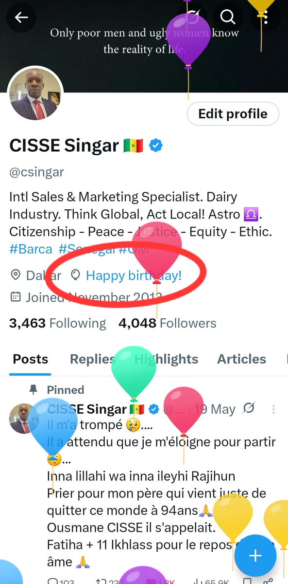 Ndeysanne, Gambb yangui nawe sama profil teh tallou makko sakh🥲🤦‍♂️....
Anyway,  Happy Birthday to me🥳🎂😁