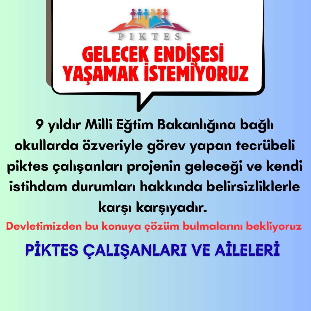 <a href="/FerhatAtala/">atalay</a> <a href="/Yusuf__Tekin/">Yusuf Tekin</a> <a href="/CelileErenOKTEN/">Celile Eren ÖKTEN</a> <a href="/mebhbogm/">MEB Hayat Boyu Öğrenme Genel Müdürlüğü</a> <a href="/vonderleyen/">Ursula von der Leyen</a> <a href="/tcmeb/">Millî Eğitim Bakanlığı</a> <a href="/RTErdogan/">Recep Tayyip Erdoğan</a> <a href="/dbdevletbahceli/">Devlet Bahçeli</a> <a href="/tcbestepe/">T.C. Cumhurbaşkanlığı</a> <a href="/Akparti/">AK Parti</a> <a href="/Yusuf__Tekin/">Yusuf Tekin</a>  <a href="/CelileErenOKTEN/">Celile Eren ÖKTEN</a> <a href="/mebhbogm/">MEB Hayat Boyu Öğrenme Genel Müdürlüğü</a>   <a href="/vonderleyen/">Ursula von der Leyen</a> <a href="/tcmeb/">Millî Eğitim Bakanlığı</a> <a href="/RTErdogan/">Recep Tayyip Erdoğan</a> <a href="/dbdevletbahceli/">Devlet Bahçeli</a>  <a href="/tcbestepe/">T.C. Cumhurbaşkanlığı</a> <a href="/Akparti/">AK Parti</a>

#piktesçalışanları 

✅MEVCUT ÇALIŞAN
❎İŞSİZ KALAN
👉9 YILDIR EMEK VERMİŞ İŞLERİNDE TECRÜBE SAHİBİ OLAN TÜM PİKTES ÇALIŞANLARI GELECEK KAYGISI YAŞAMAK İSTEMİYOR