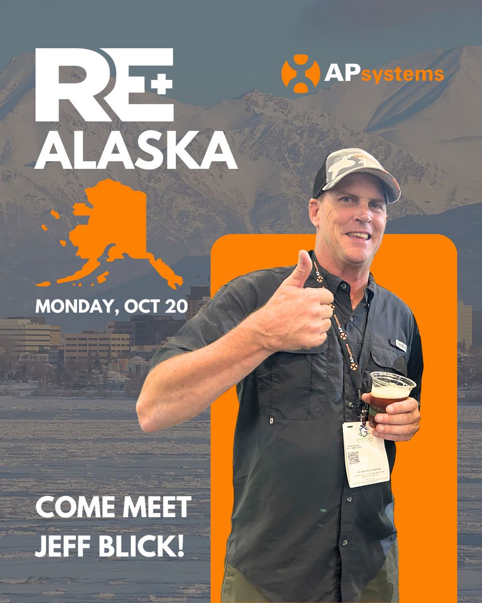 APsystemsSolar's tweet image. Are you attending RE+ Alaska today?

Our very own Jeff Blick, West Coast Business Development Manager and all-around solar expert, is walking the floor and connecting with industry professionals. If you see him, stop and say hello!

#REPlus #REPlusAlaska #APsystems #SolarEnergy